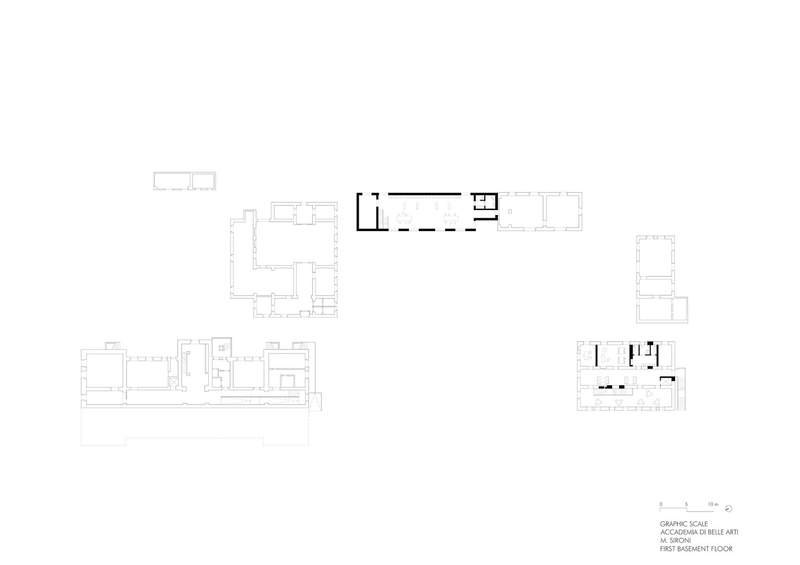 First basement floor. Academy of Fine Arts “M.Sironi” by Studio Associato di Architettura LERUA.