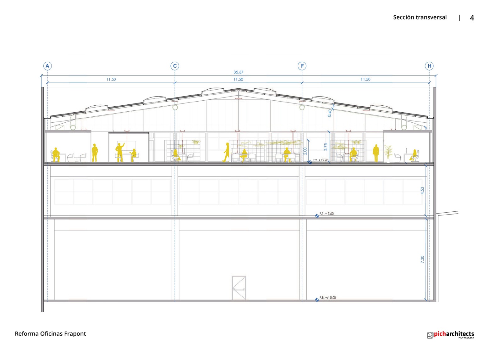 Cross section. Frapont Offices by Picharchitects/Pich-Aguilera.