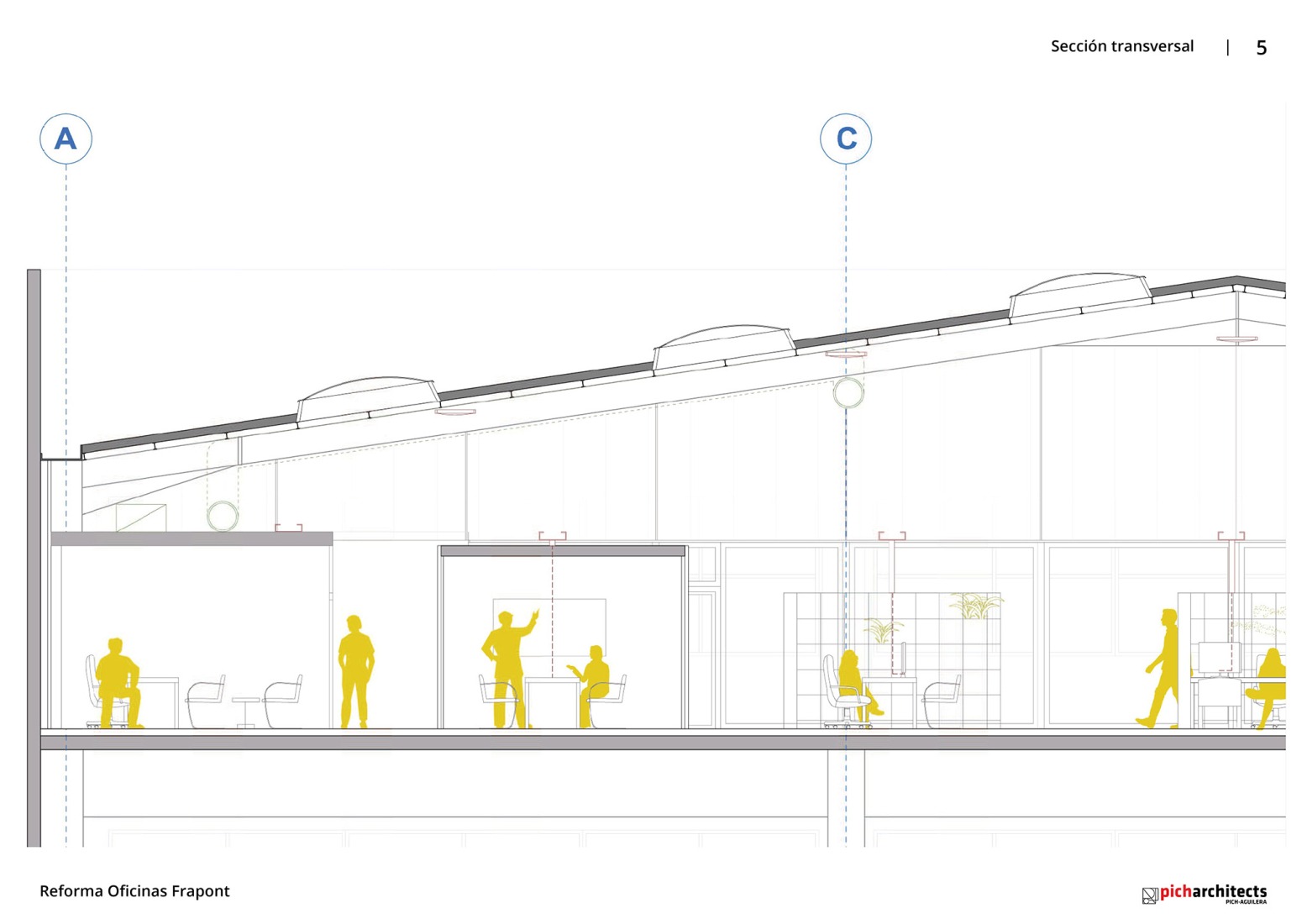 Cross section. Frapont Offices by Picharchitects/Pich-Aguilera.