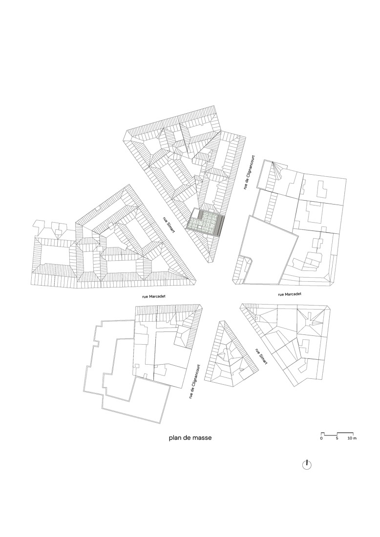 Rooftops site plan. Emmaüs Clignancourt by SOA Architectes.
