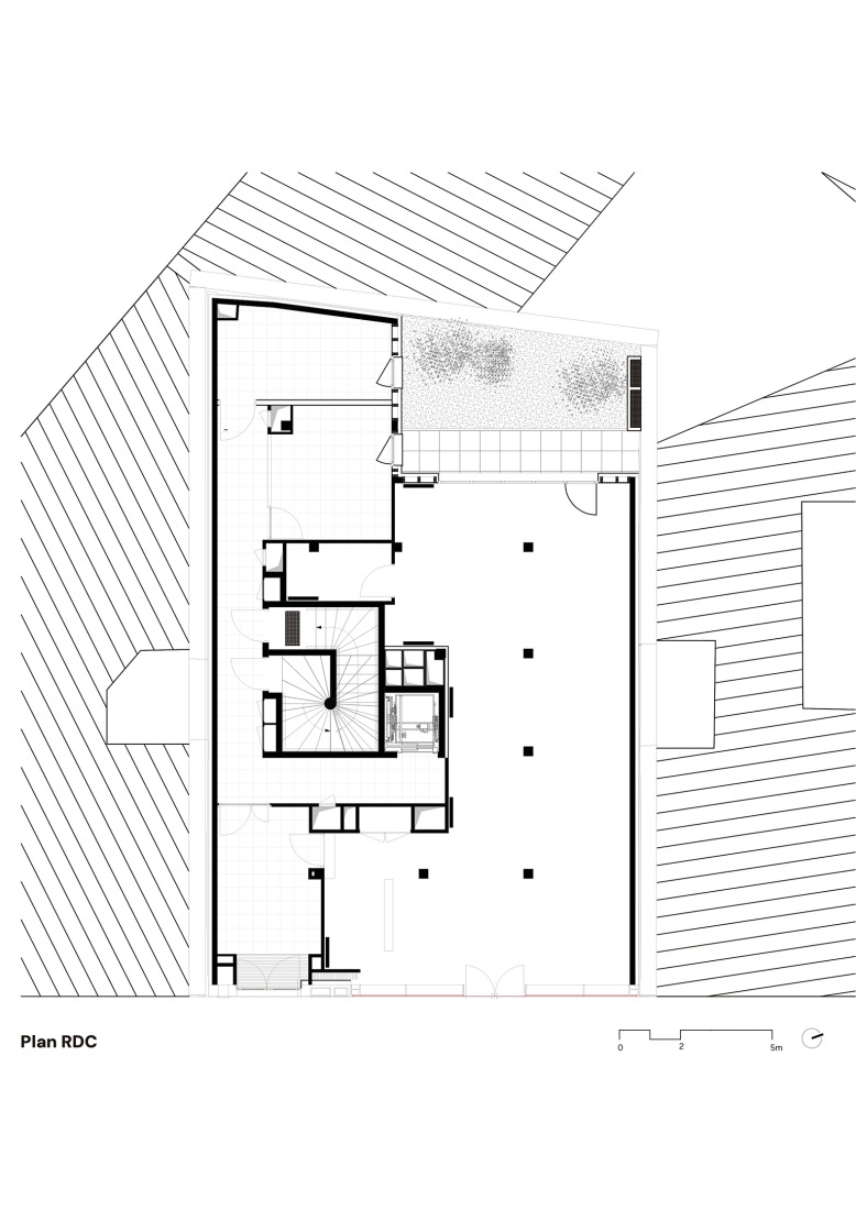 Ground floor plan. Emmaüs Clignancourt by SOA Architectes.
