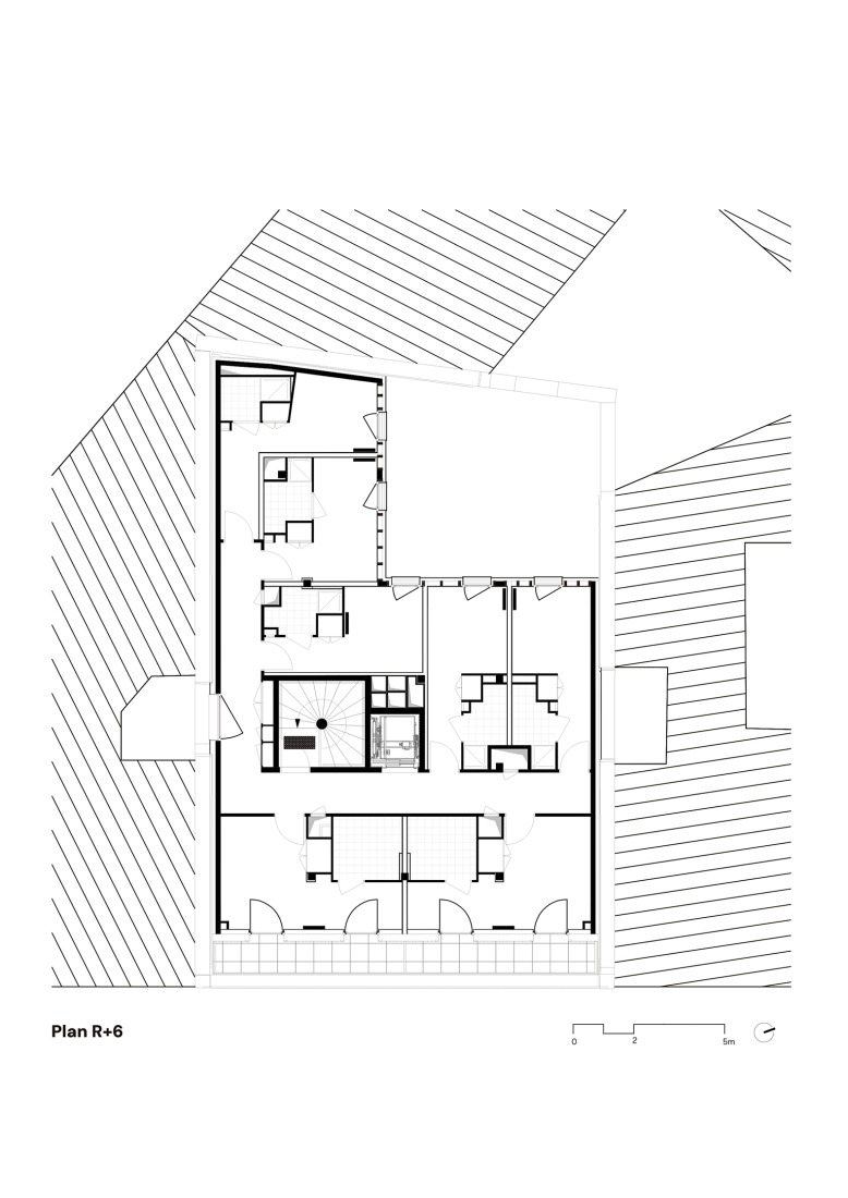 Sixth floor plan. Emmaüs Clignancourt by SOA Architectes.