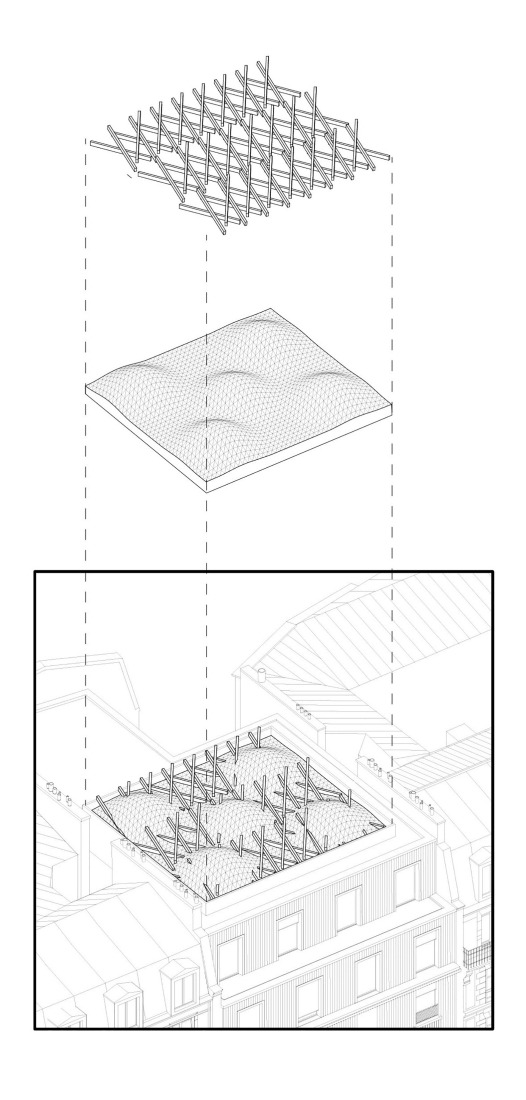 Axonometry. Emmaüs Clignancourt by SOA Architectes.