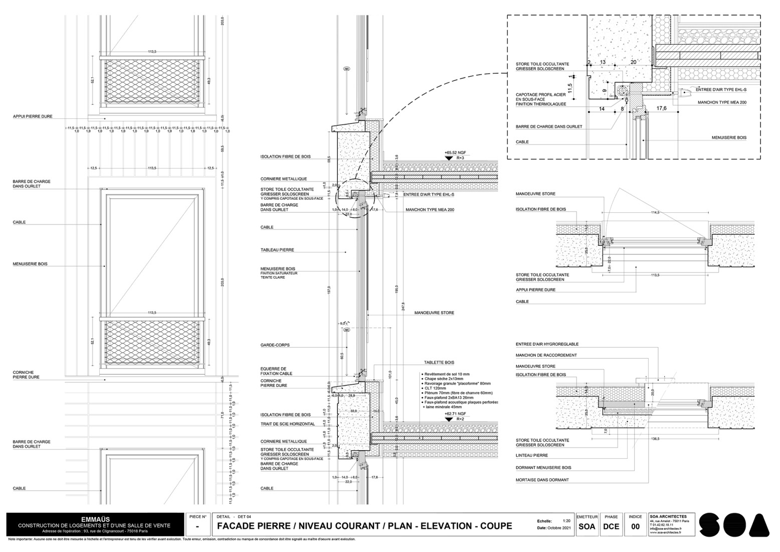 Constructive section. Emmaüs Clignancourt by SOA Architectes.