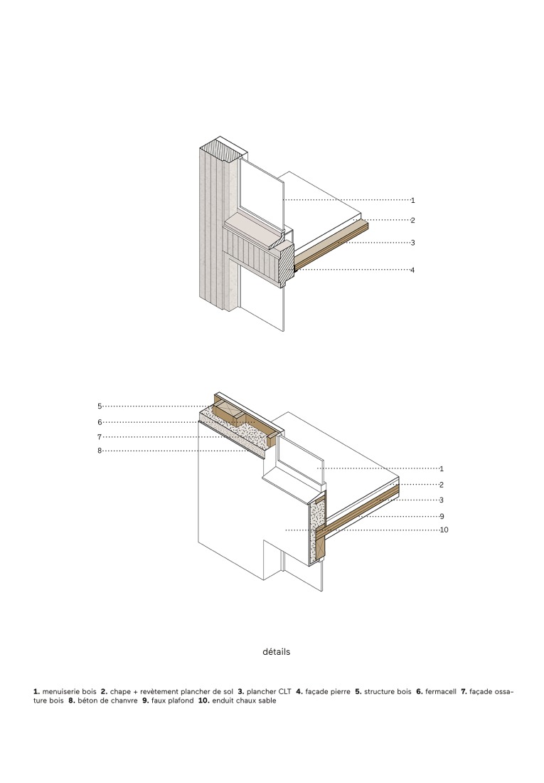 Constructive axonometry. Emmaüs Clignancourt by SOA Architectes.