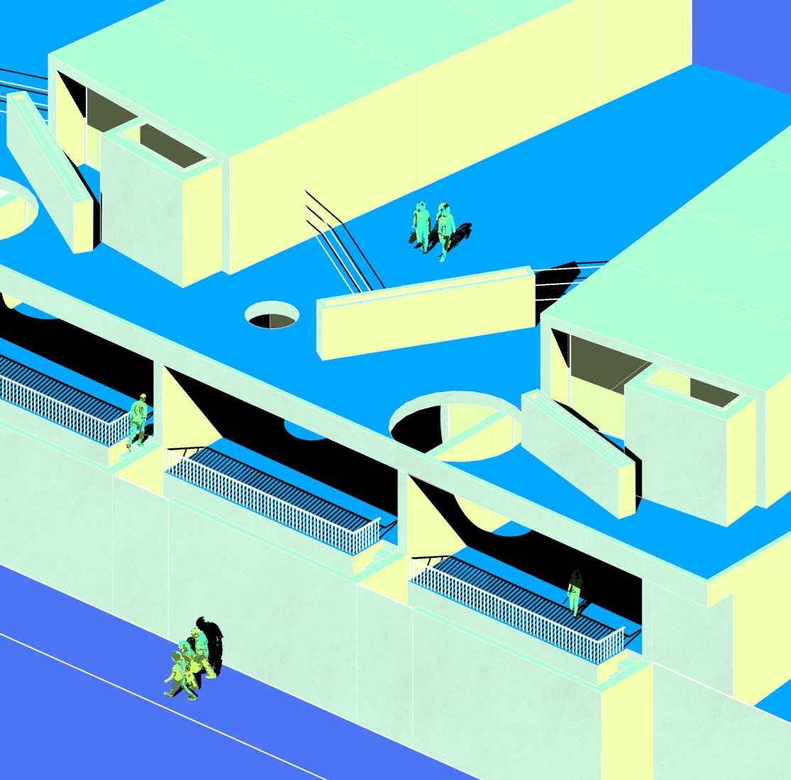 Illustration. G – 5 houses by SUMMARY Architects.  Illustration. G – 5 houses by SUMMARY Architects.