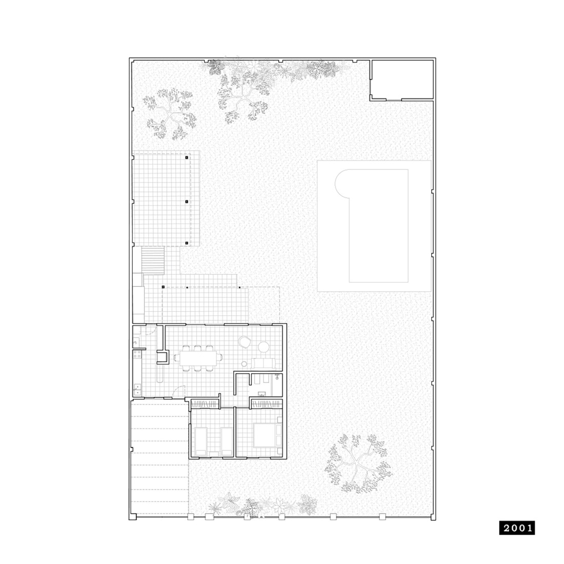 Plano de planta de estado original. Reforma y ampliación de una casa de fin de semana por Estudio qo + TAF.