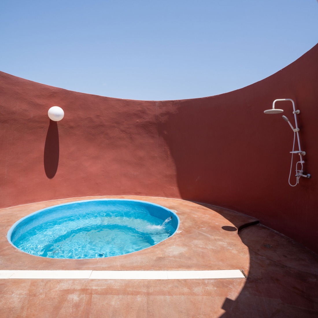 Swimming pools are small to reduce water consumption. Majara Residence and Community Redevelopment by ZAV Architects. Photograph by Deed Studio. Image courtesy of Aga Khan Trust for Culture. Swimming pools are small to reduce water consumption. Majara Residence and Community Redevelopment by ZAV Architects. Photograph by Deed Studio. Image courtesy of Aga Khan Trust for Culture.