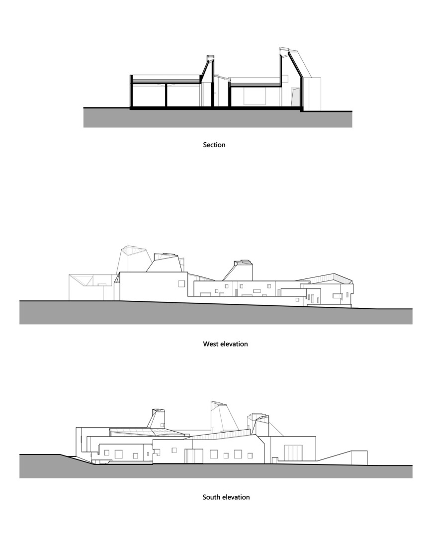 Architectural drawing: section and elevations. Courtesy by Zhang Wenjun / Zhao Zhen. 