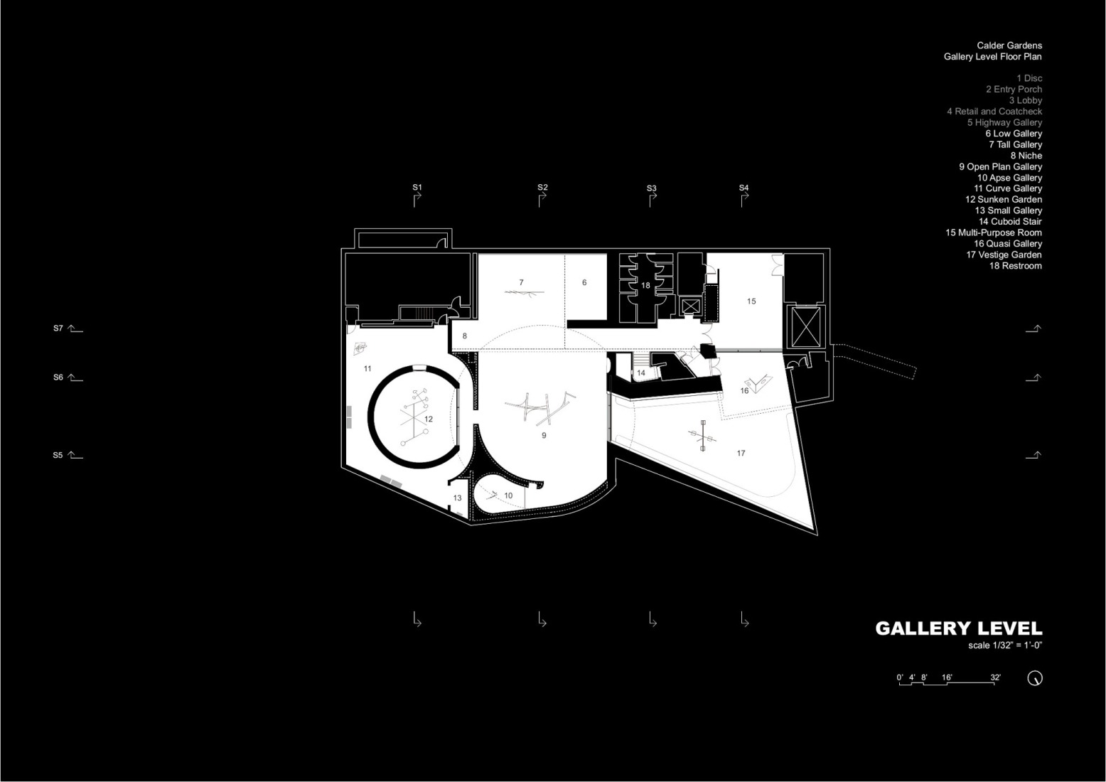 Gallery floor plan. Calder Gardens by Herzog & de Meuron.