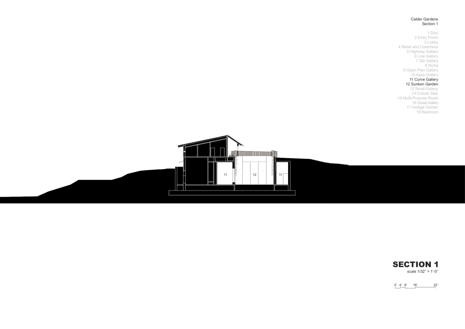 Section. Calder Gardens by Herzog & de Meuron.