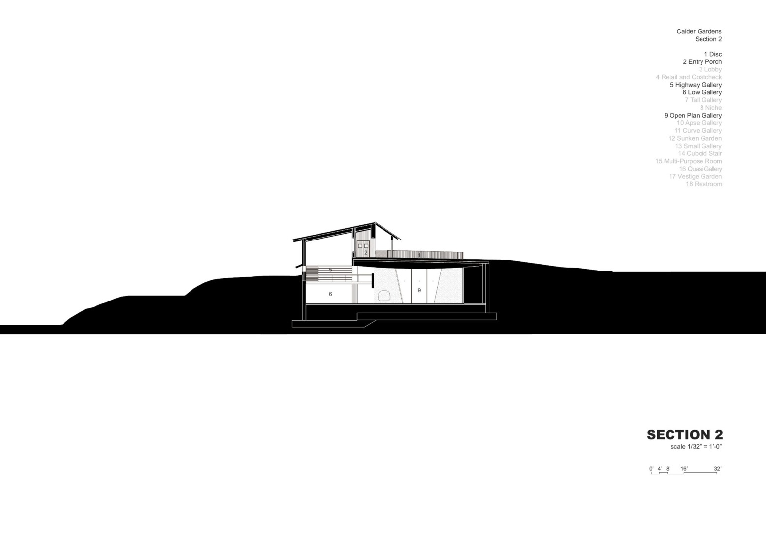 Section. Calder Gardens by Herzog & de Meuron.