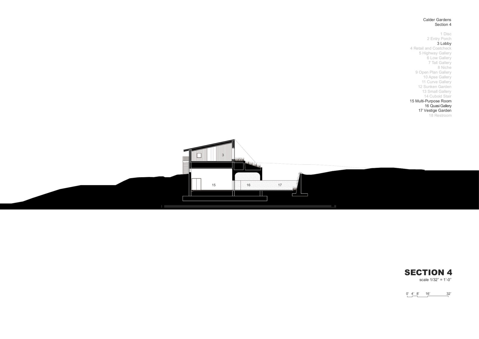 Section. Calder Gardens by Herzog & de Meuron.