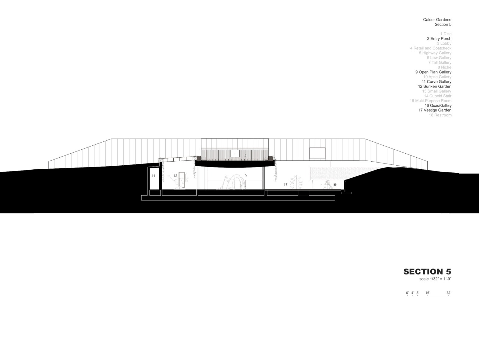 Section. Calder Gardens by Herzog & de Meuron.