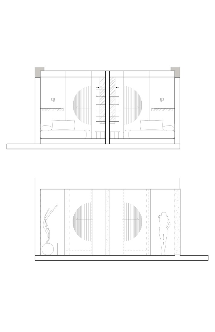 Bedroom elevation. Studio House by Formafatal.