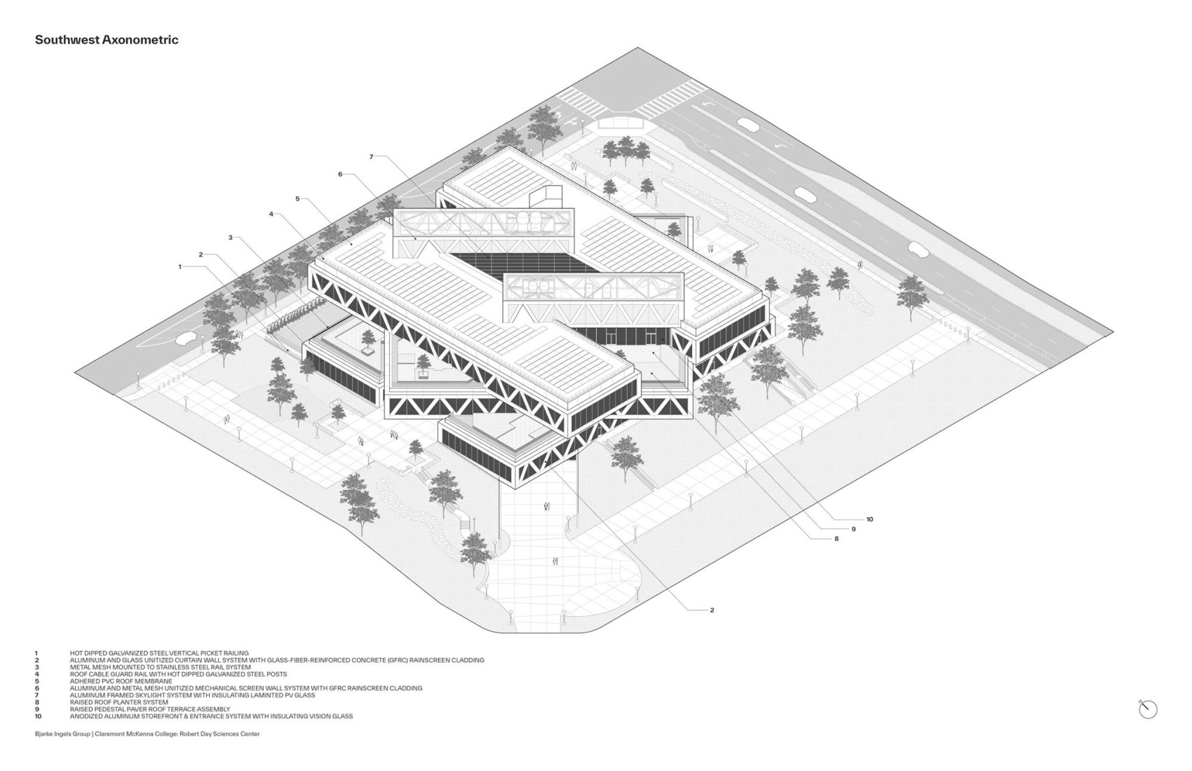 Axonométrica. Claremont McKenna College por BIG.