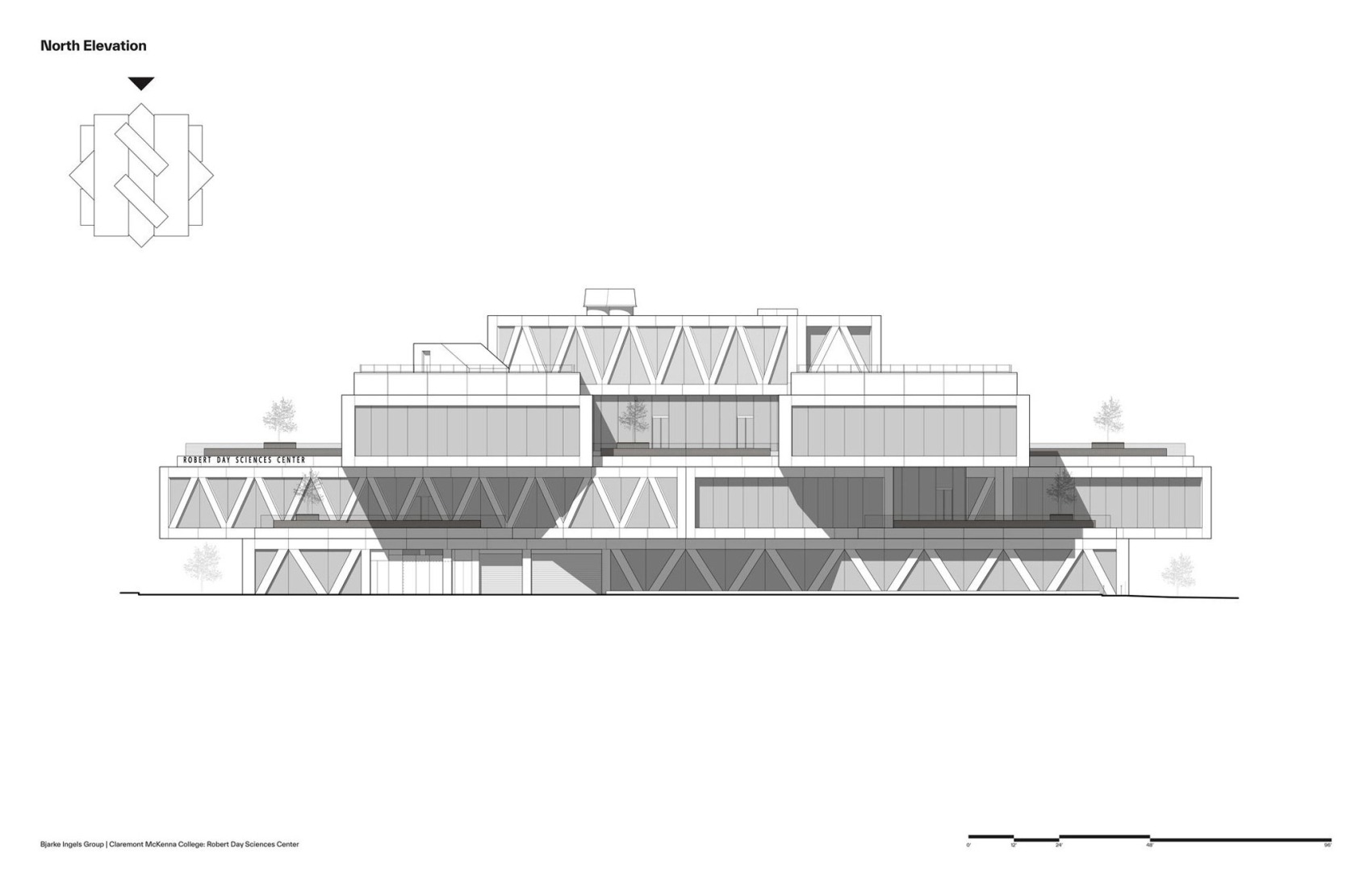 Alzado norte. Claremont McKenna College por BIG.