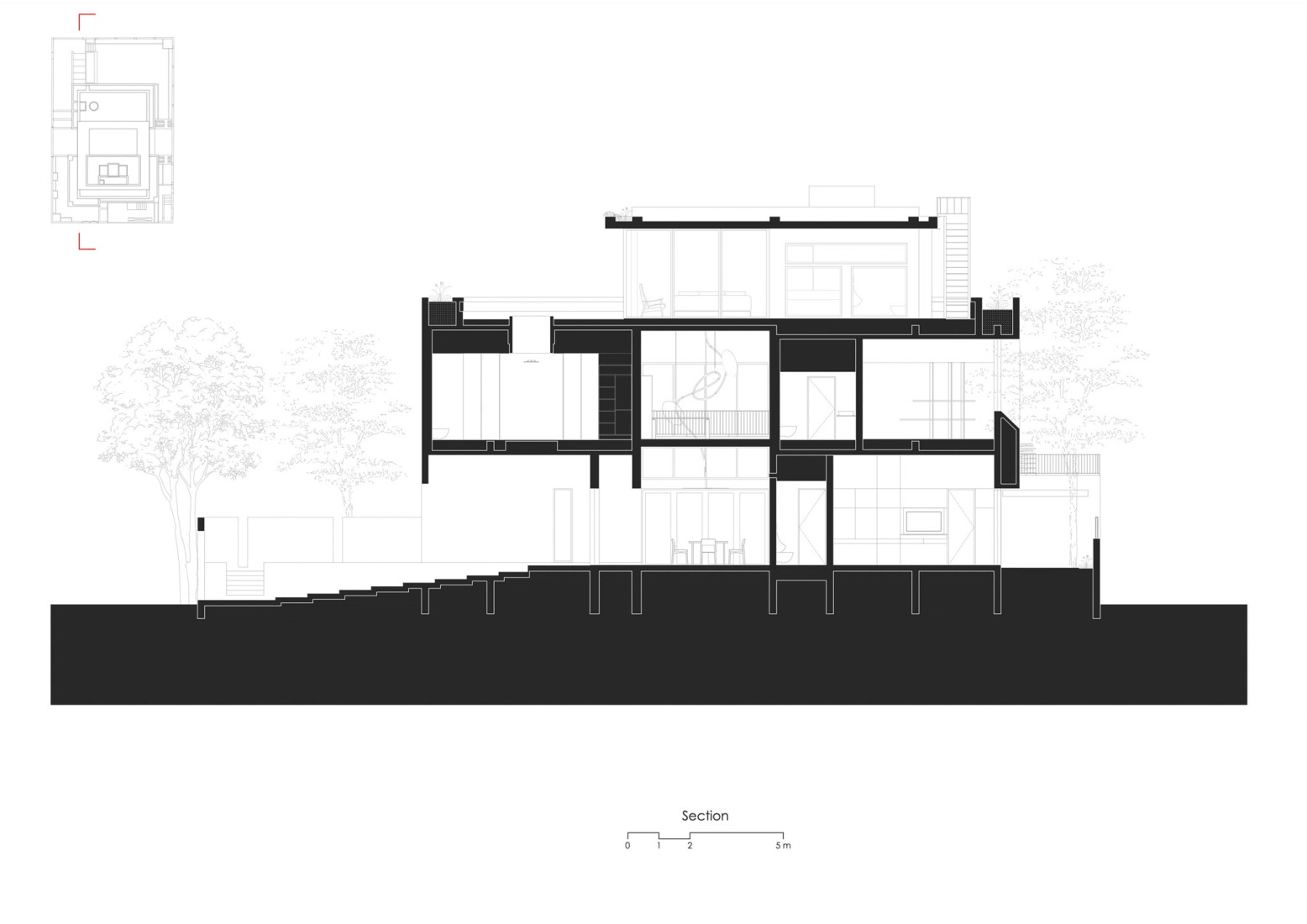 Section. MS House by Studio Saransh. 
