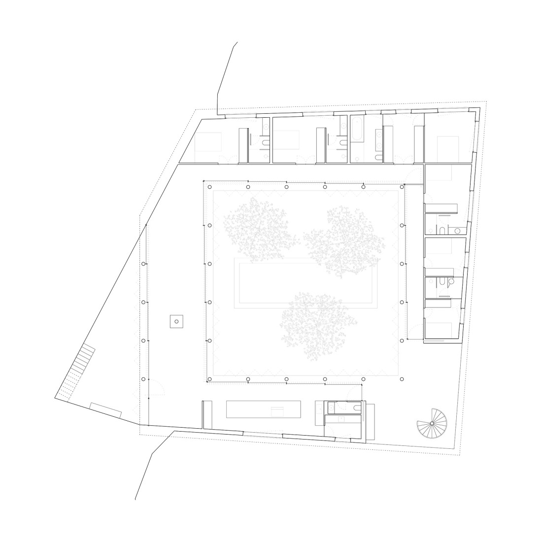 Plano de planta. Casa patio por Arquitectura-G. 