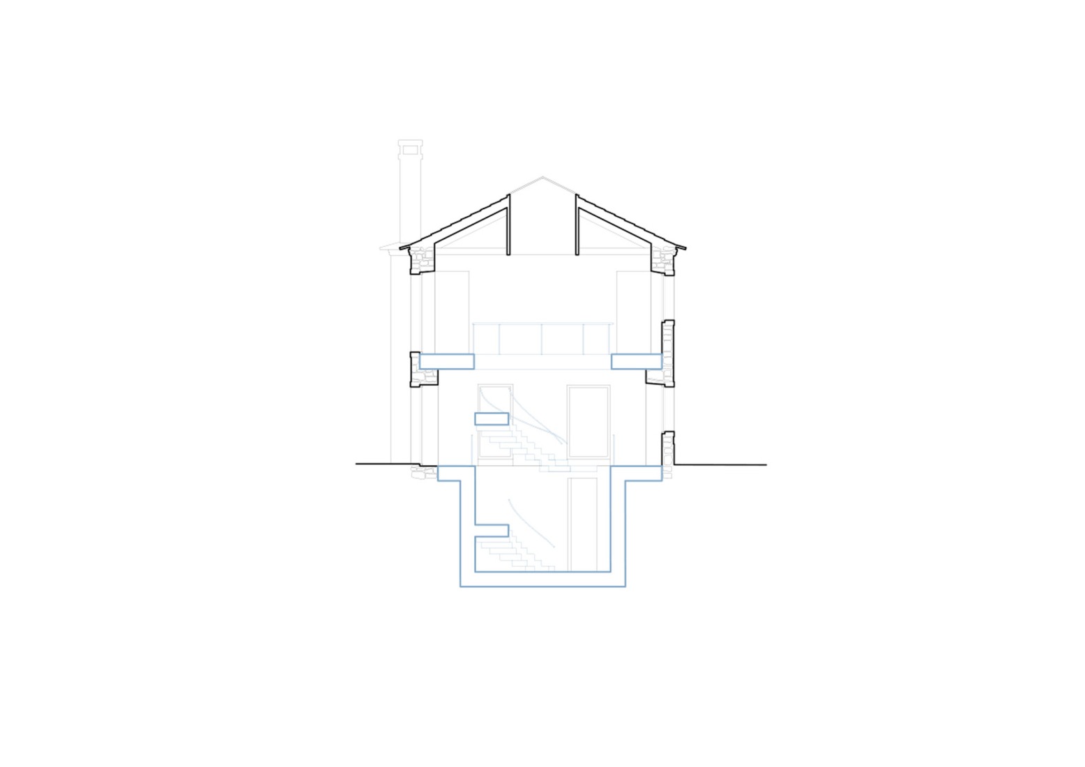 Cross section. House II in a Quinta de Recreio by Arquitectura-G. 
