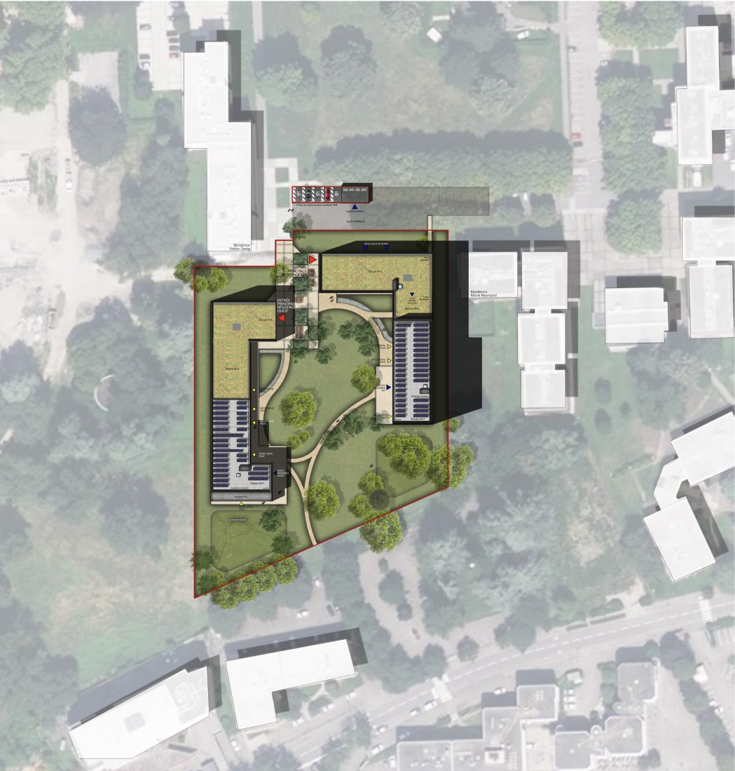 Plano de situación. Residencia de estudiantes Joséphine Baker por Ateliers A+ y Atelier Métis.