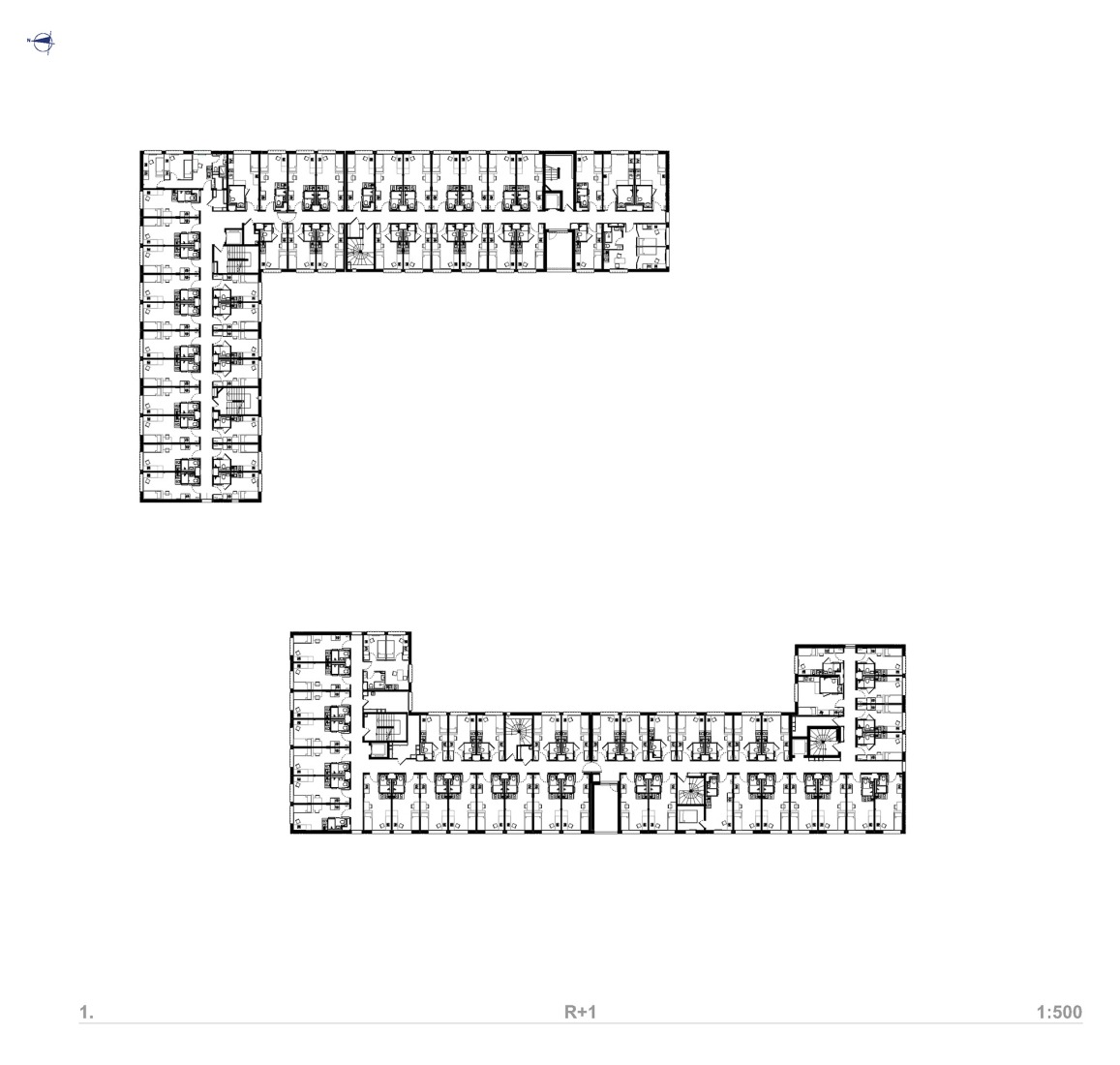 Plano de primera planta. Residencia de estudiantes Joséphine Baker por Ateliers A+ y Atelier Métis.