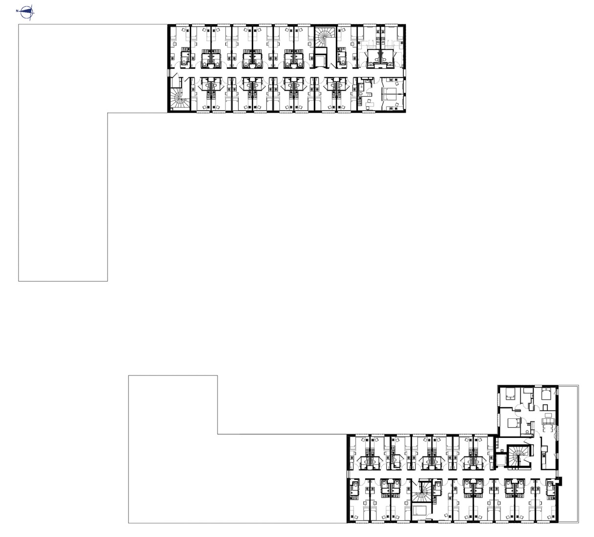 Plano de séptima planta. Residencia de estudiantes Joséphine Baker por Ateliers A+ y Atelier Métis.