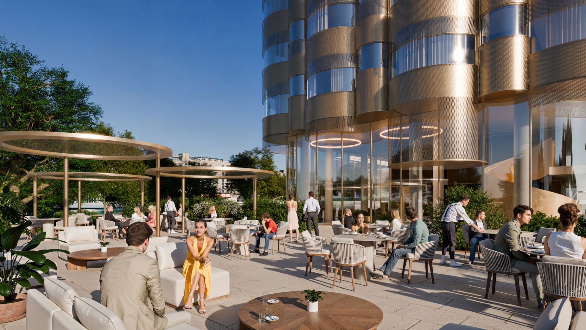 Visualización. Hotel General Perón 27 por BIG. Imagen cortesía de Ibervalles Socimi. Visualización. Hotel General Perón 27 por BIG. Imagen cortesía de Ibervalles Socimi.