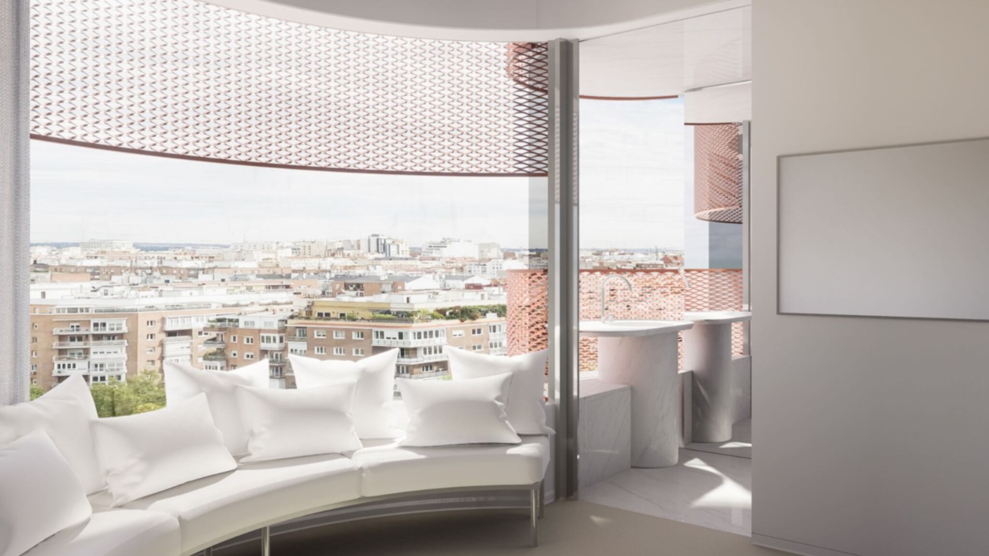 Visualización. Hotel General Perón 27 por BIG. Imagen cortesía de Ibervalles Socimi. Visualización. Hotel General Perón 27 por BIG. Imagen cortesía de Ibervalles Socimi.