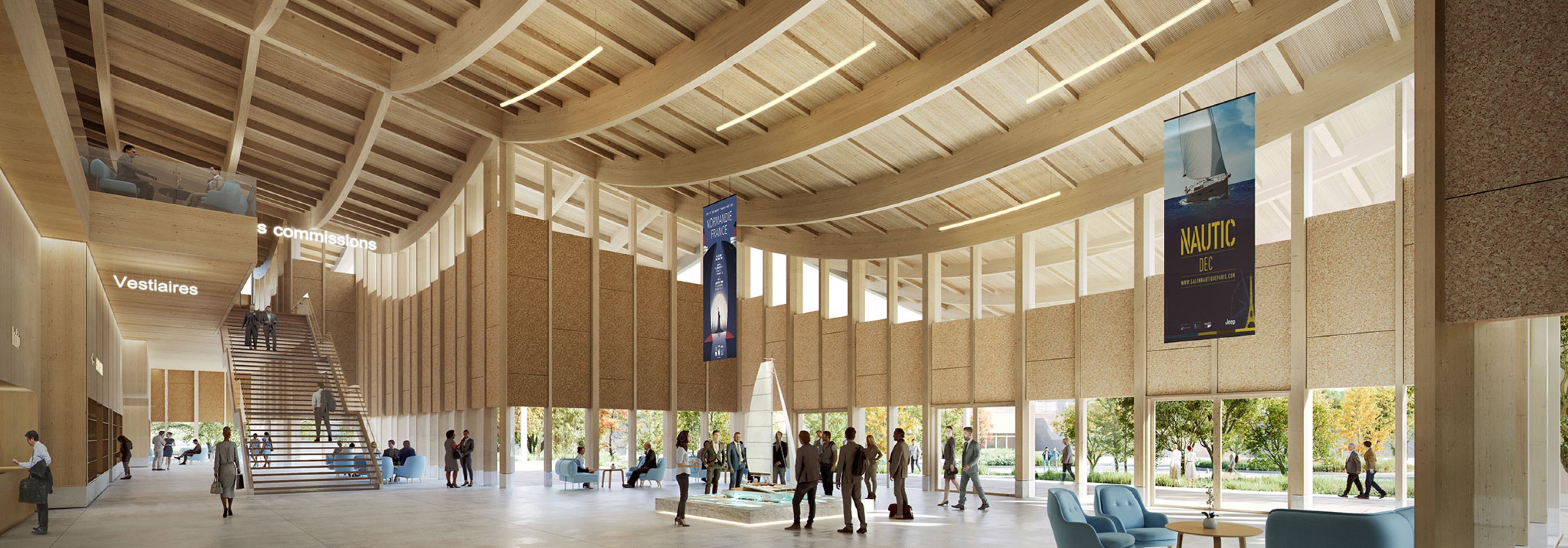 "The Sail" Rouen Congress center by BIG. Rendering by Atchain.