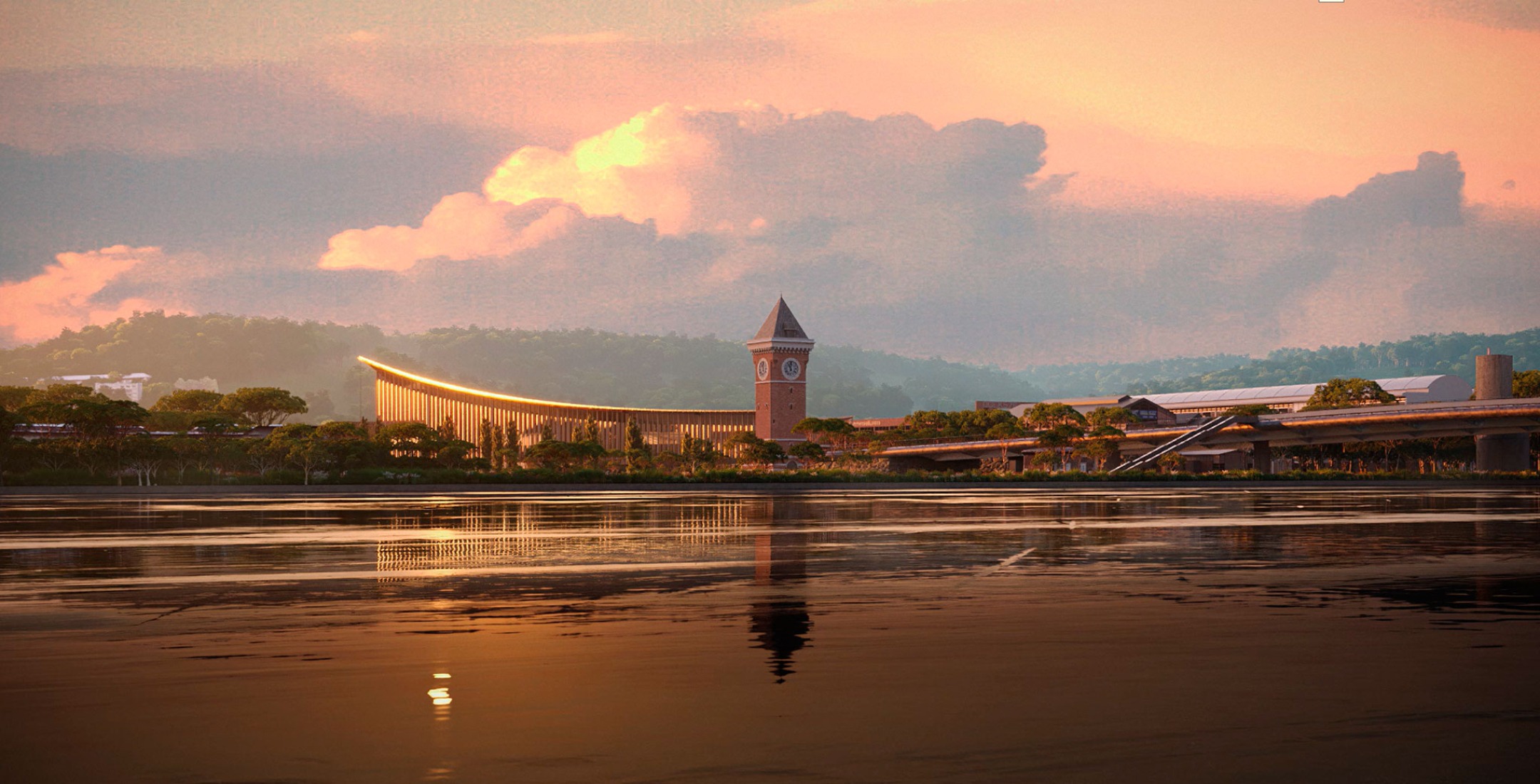 "The Sail" Rouen Congress center by BIG. Rendering by Atchain.