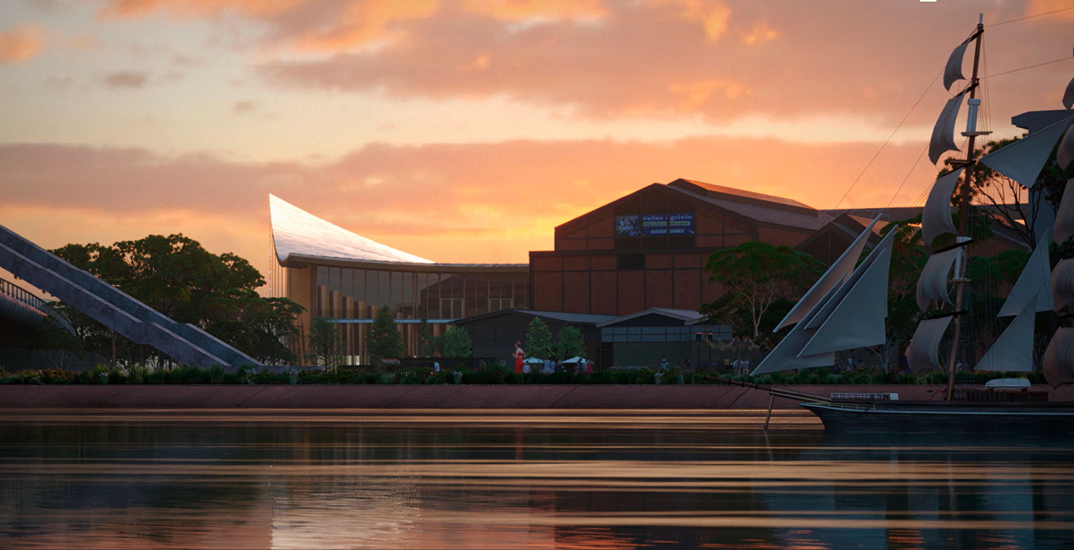 "The Sail" Rouen Congress center by BIG. Rendering by Atchain.