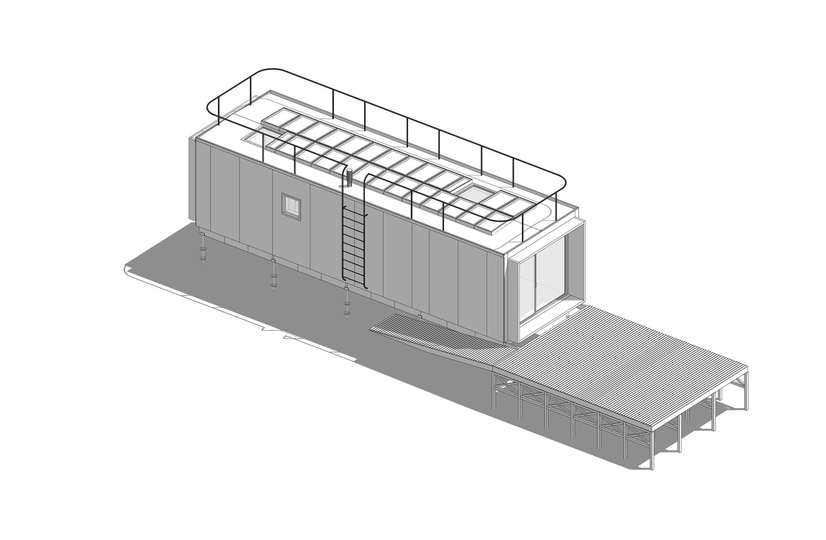 Axonometry. Minimal house in La Plata by Estudio Borrachia. 