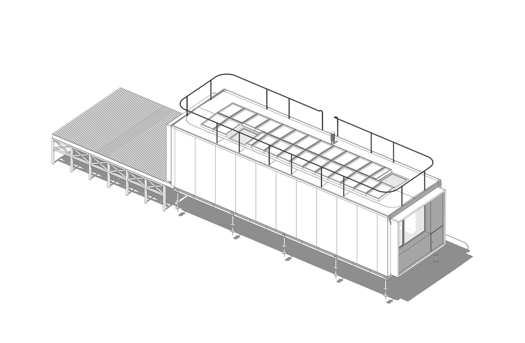 Axonometry. Minimal house in La Plata by Estudio Borrachia. 