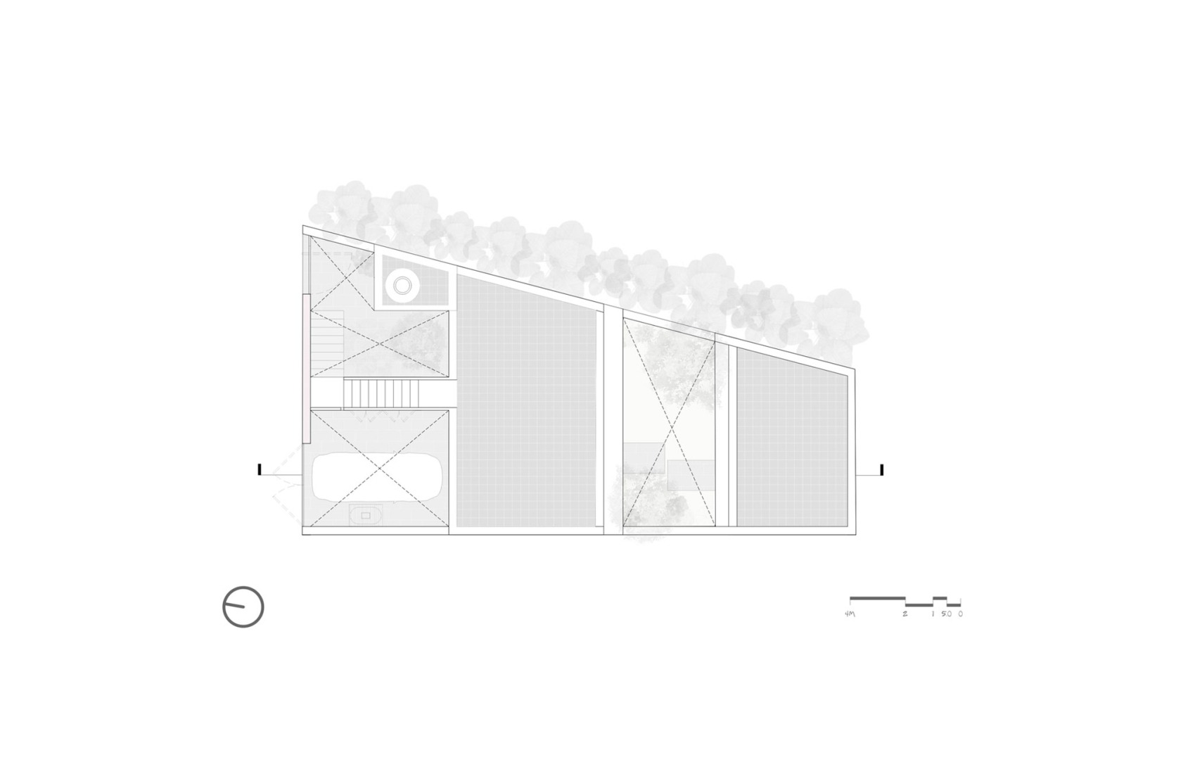 Plano de planta de cubiertas. Casa Nandi por Fino Lozano y Moro Taller de Arquitectura. 