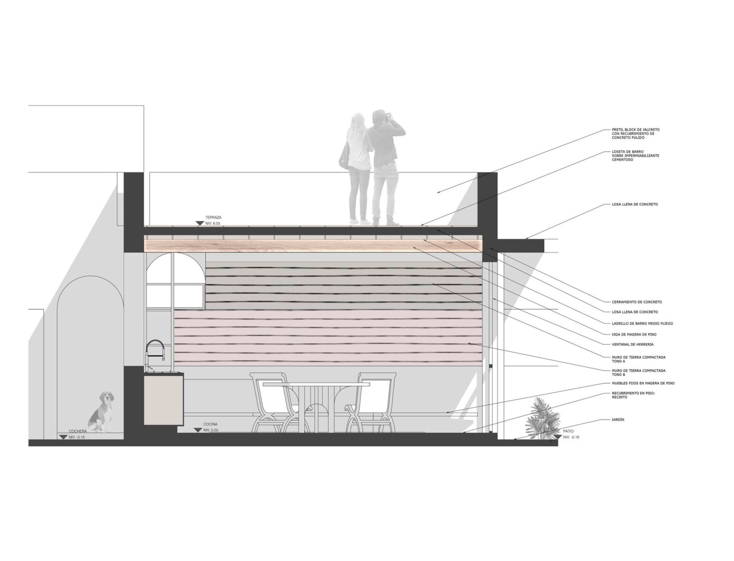 Sección. Casa Nandi por Fino Lozano y Moro Taller de Arquitectura. 
