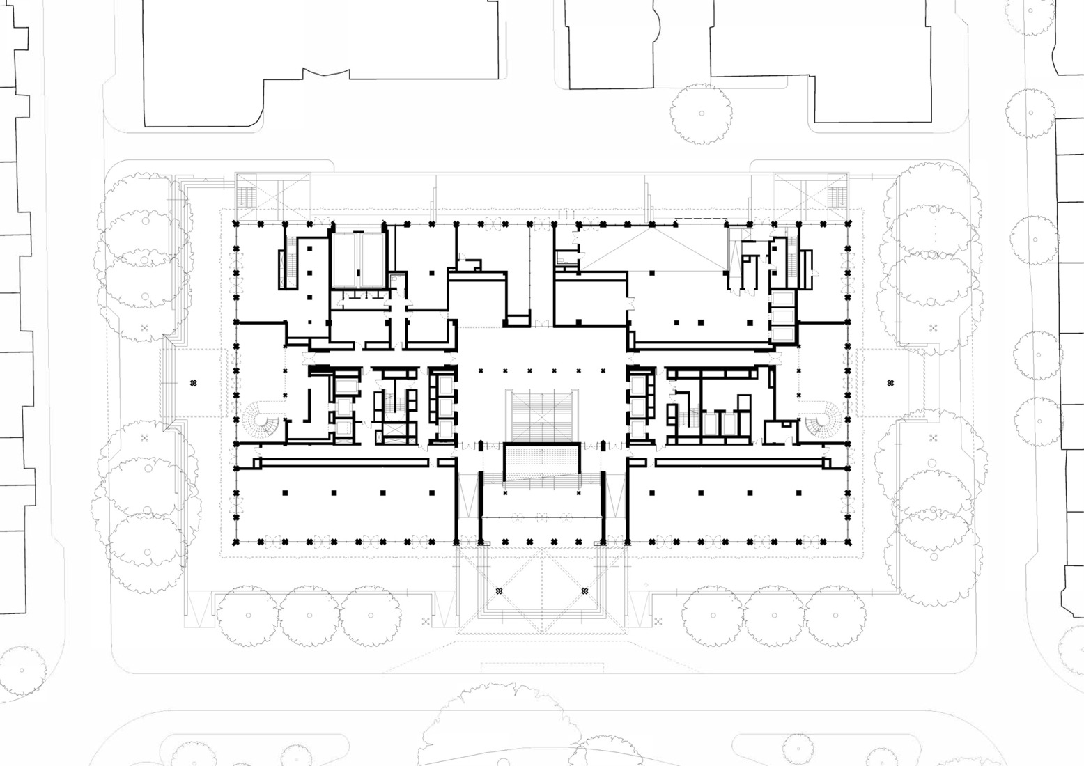 Ground floor plan. 30 Grosvenor Square by David Chipperfield Architects. 