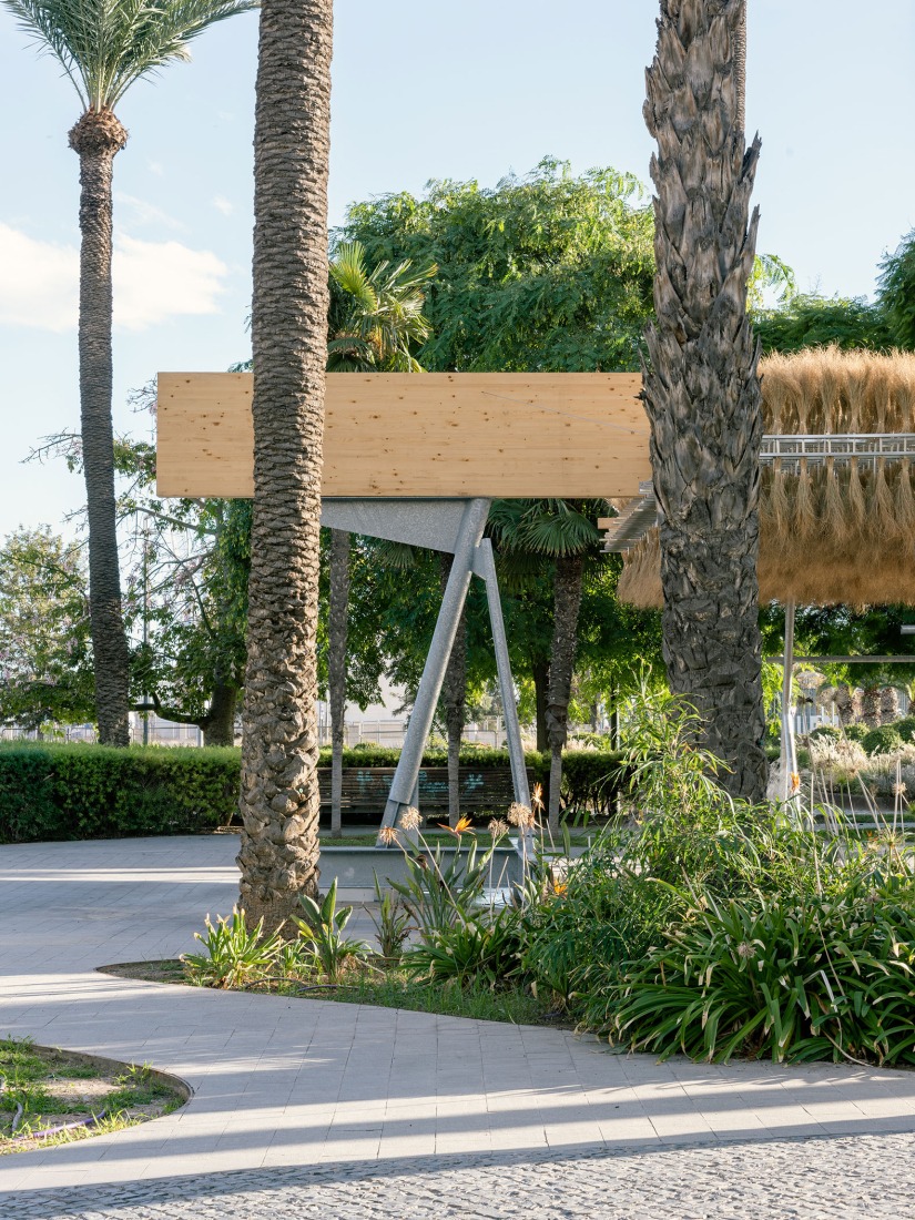 Temporary Pavilion Espartal TAC! 2025 by ELE Arkitektura, GA Estudio, Florencia Galecio and Juan Gubbins. Photograph by Simone Marcolin.  Temporary Pavilion Espartal TAC! 2025 by ELE Arkitektura, GA Estudio, Florencia Galecio and Juan Gubbins. Photograph by Simone Marcolin.