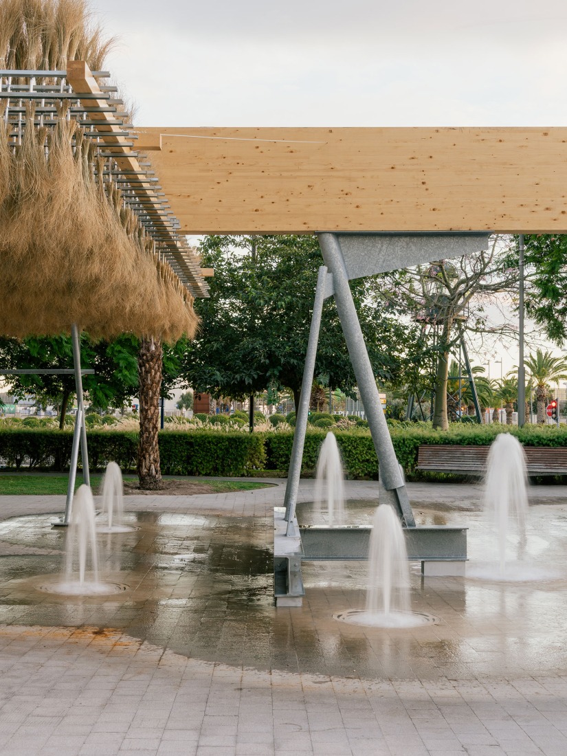 Temporary Pavilion Espartal TAC! 2025 by ELE Arkitektura, GA Estudio, Florencia Galecio and Juan Gubbins. Photograph by Simone Marcolin.  Temporary Pavilion Espartal TAC! 2025 by ELE Arkitektura, GA Estudio, Florencia Galecio and Juan Gubbins. Photograph by Simone Marcolin.