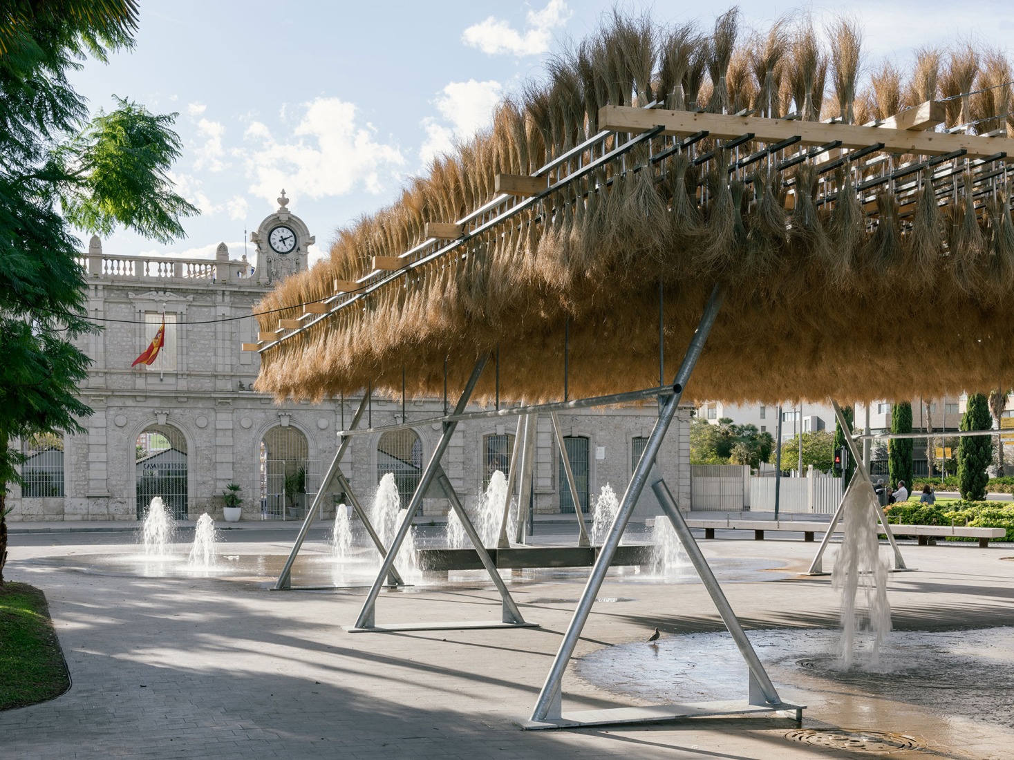 Temporary Pavilion Espartal TAC! 2025 by ELE Arkitektura, GA Estudio, Florencia Galecio and Juan Gubbins. Photograph by Simone Marcolin.  Temporary Pavilion Espartal TAC! 2025 by ELE Arkitektura, GA Estudio, Florencia Galecio and Juan Gubbins. Photograph by Simone Marcolin.