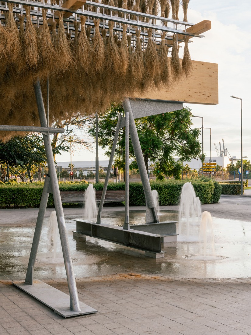 Temporary Pavilion Espartal TAC! 2025 by ELE Arkitektura, GA Estudio, Florencia Galecio and Juan Gubbins. Photograph by Simone Marcolin.  Temporary Pavilion Espartal TAC! 2025 by ELE Arkitektura, GA Estudio, Florencia Galecio and Juan Gubbins. Photograph by Simone Marcolin.