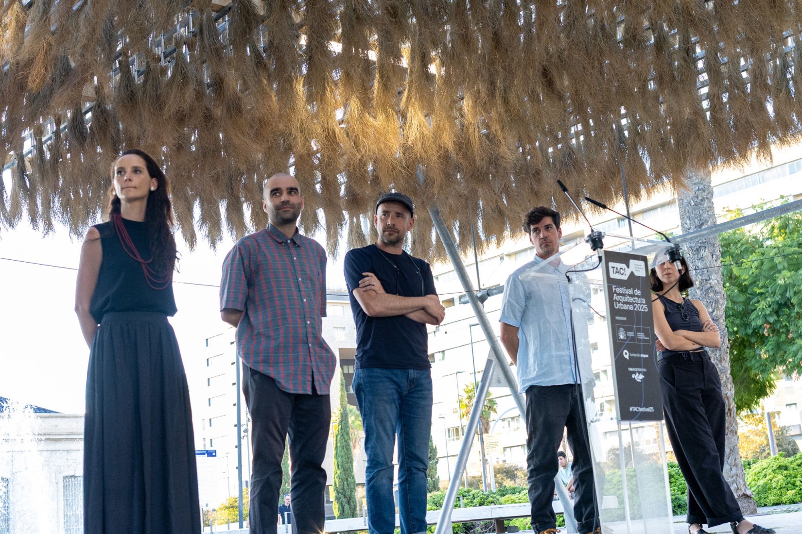 Temporary Pavilion Espartal TAC! 2025 by ELE Arkitektura, GA Estudio, Florencia Galecio and Juan Gubbins. Photograph by Simone Marcolin.  Temporary Pavilion Espartal TAC! 2025 by ELE Arkitektura, GA Estudio, Florencia Galecio and Juan Gubbins. Photograph by Simone Marcolin.