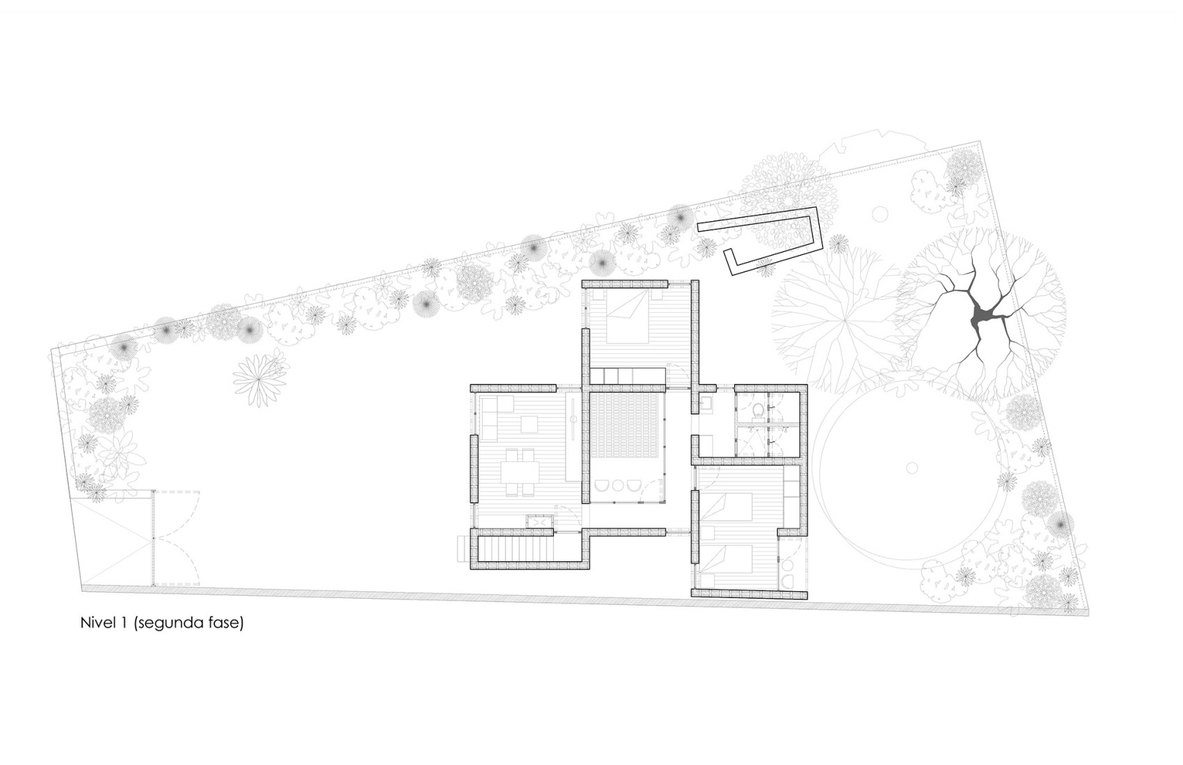 Plano de primera planta. Casa Finlandia por Escobedo Soliz.