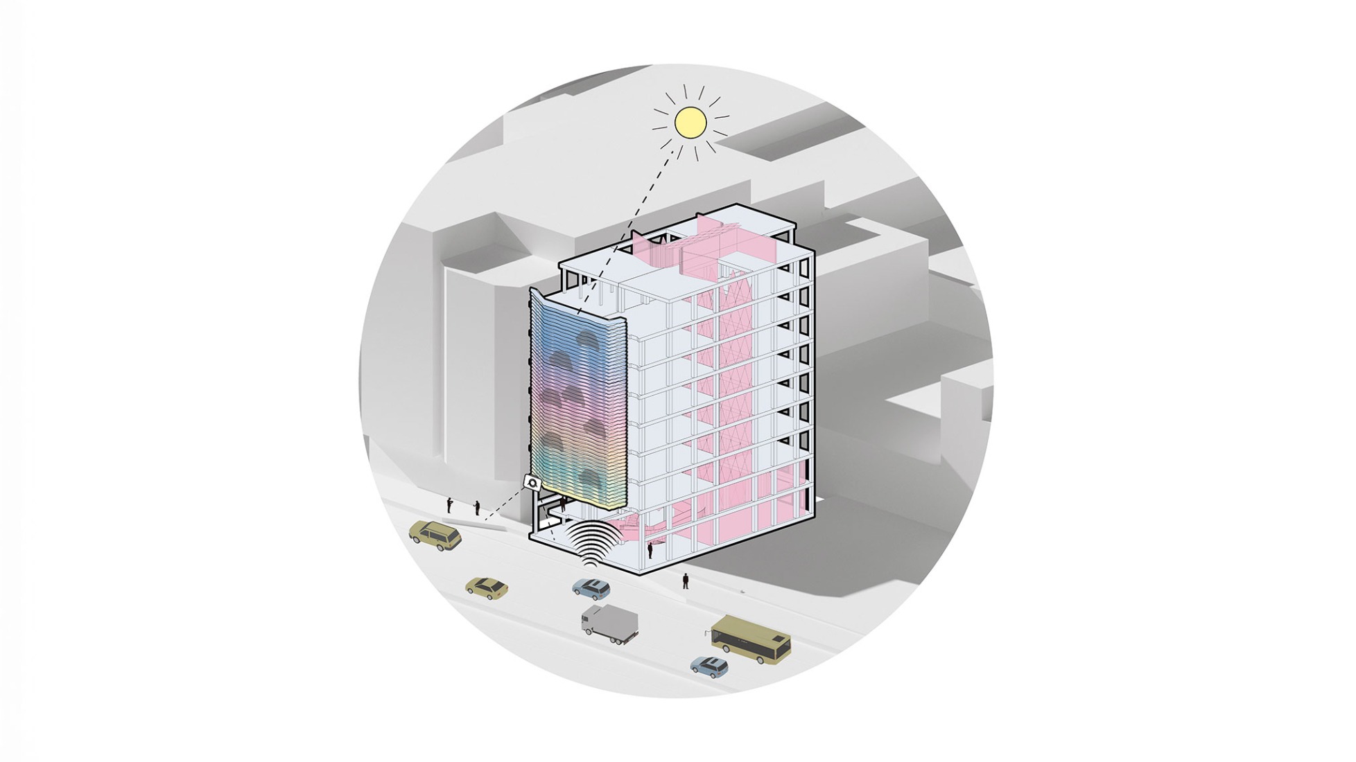 Axonometría. Hotel Silken Saaj por estudioUAD. Axonometría. Hotel Silken Saaj por estudioUAD.