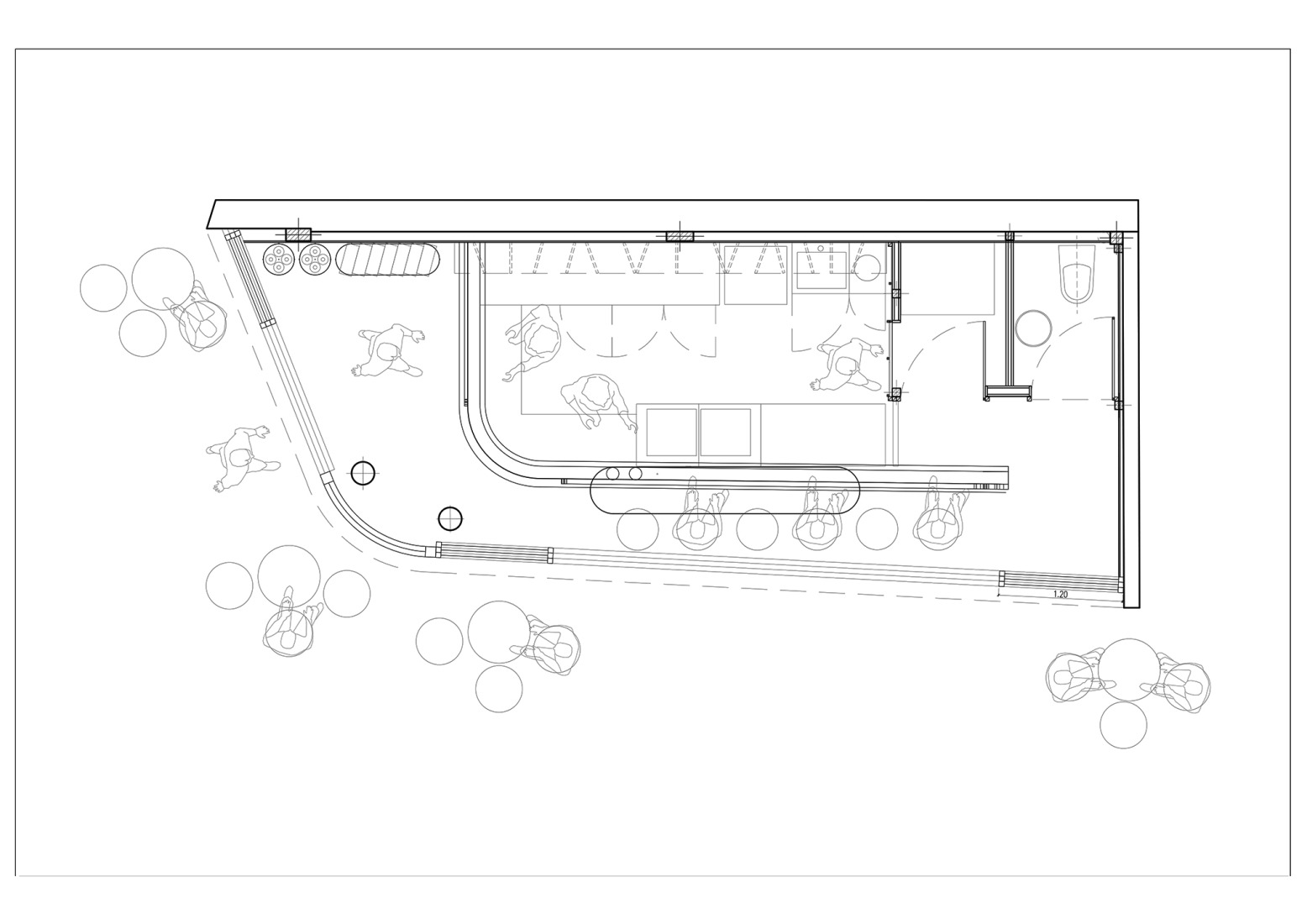 Ground floor plan. Moretti Gin Bar by Grizzo Studio + Rocío Martínez Serra.
