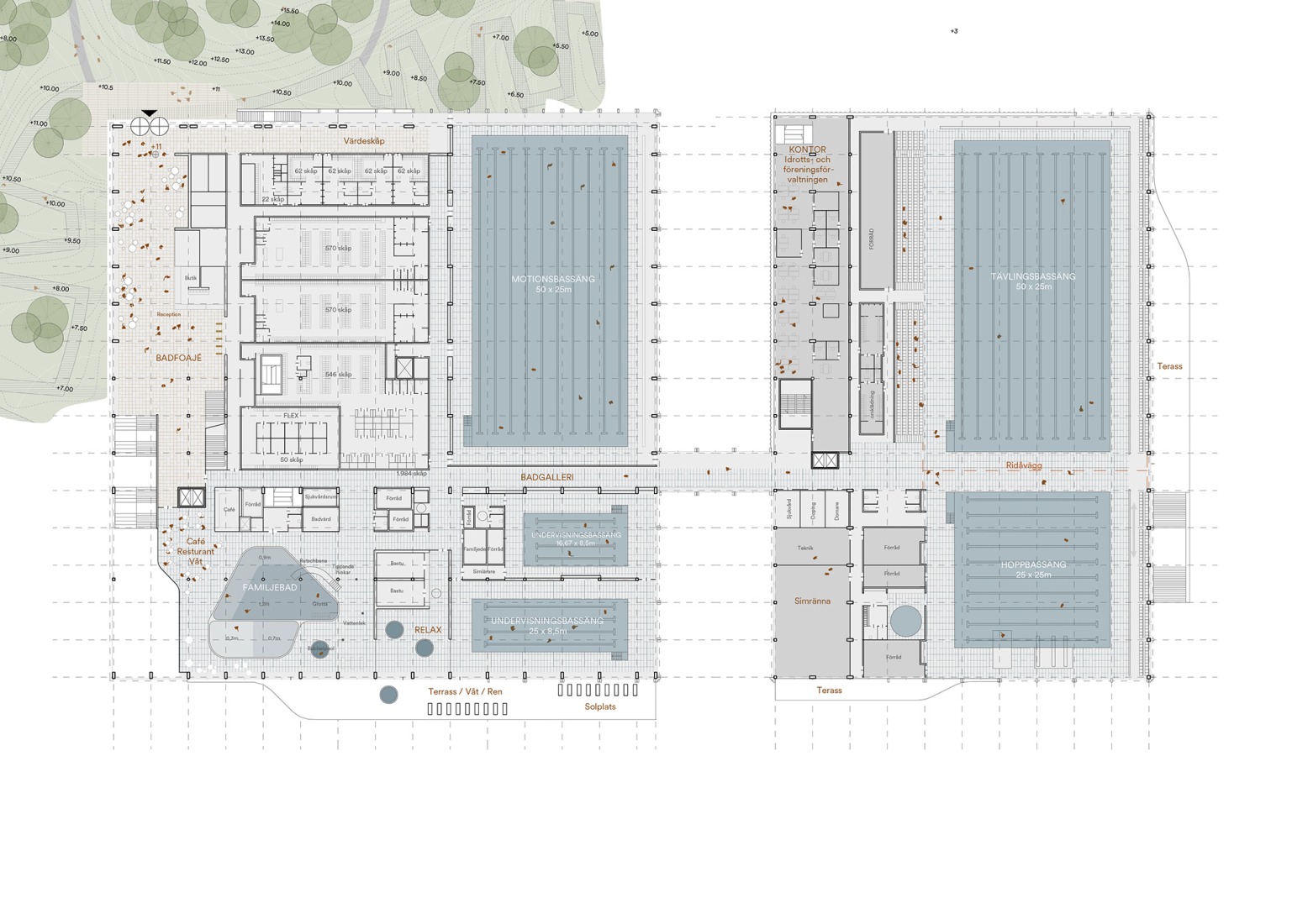 Plano de planta primera. Centralbadet por Henning Larsen.