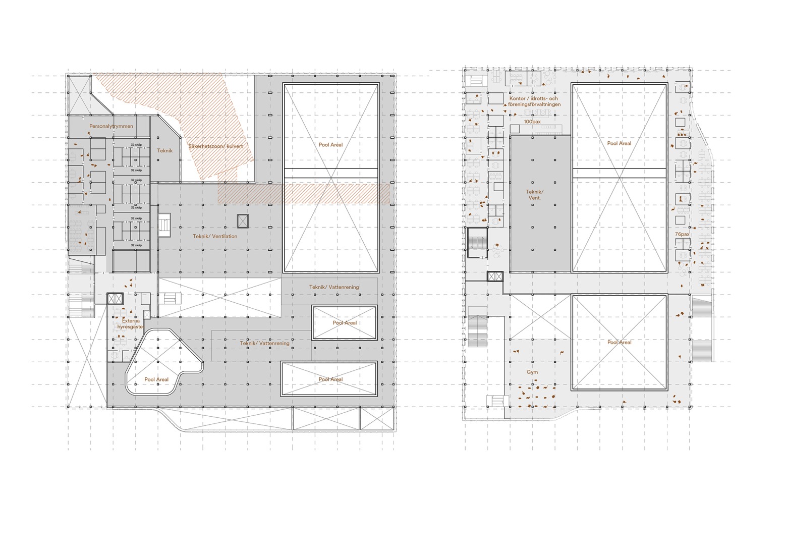 Plano de planta de entrepiso. Centralbadet por Henning Larsen.