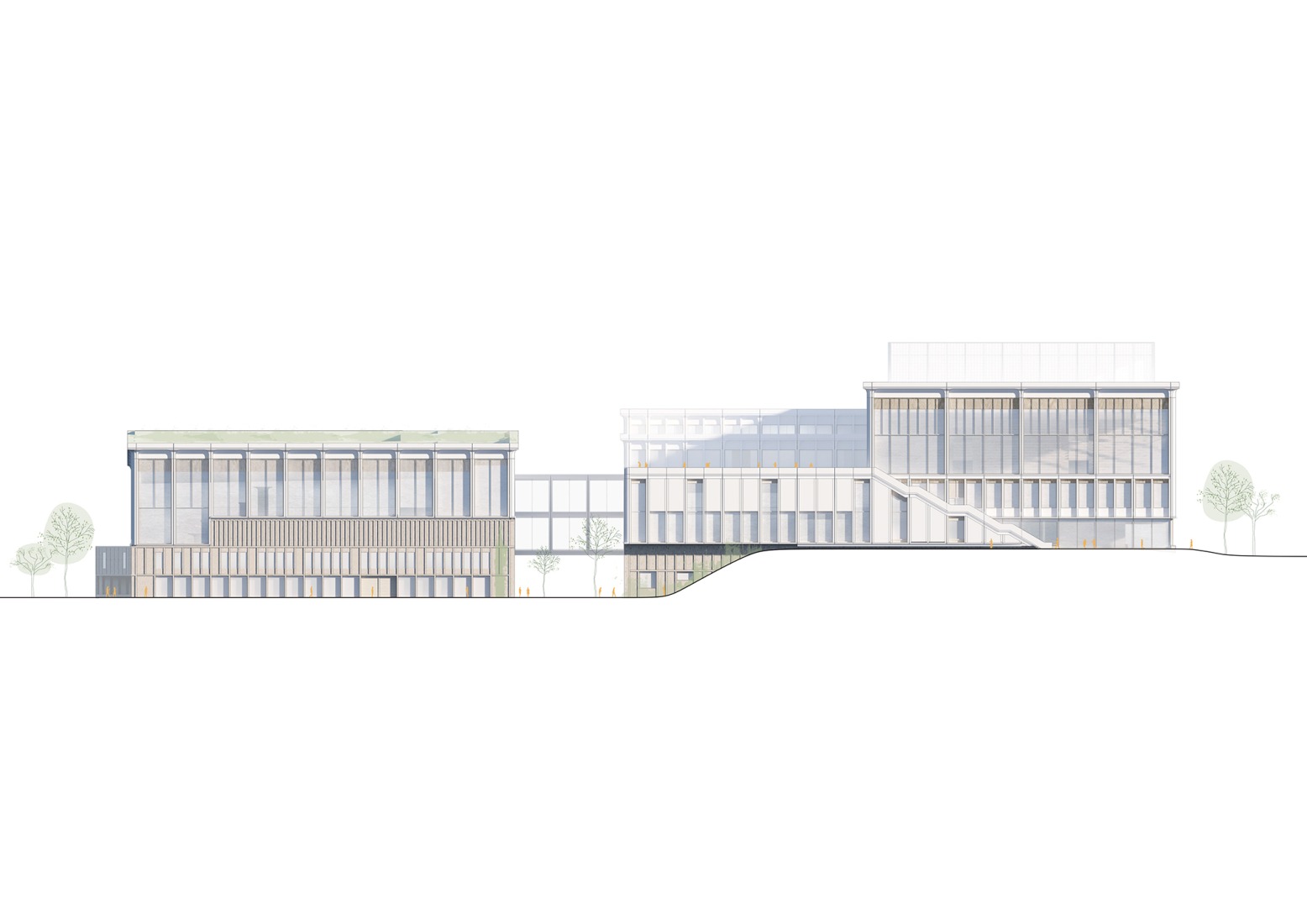 Alzado norte. Centralbadet por Henning Larsen.
