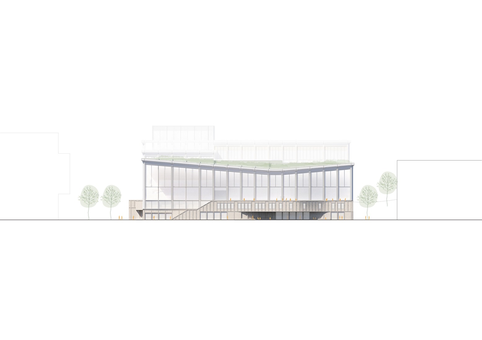 Alzado este. Centralbadet por Henning Larsen.