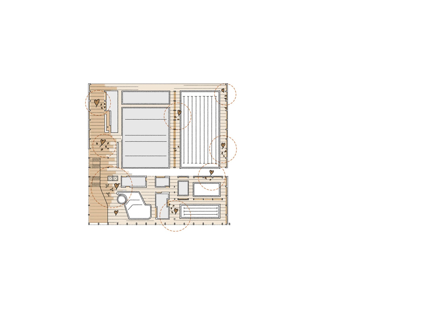 Diagrama de seguridad interior. Centralbadet por Henning Larsen.